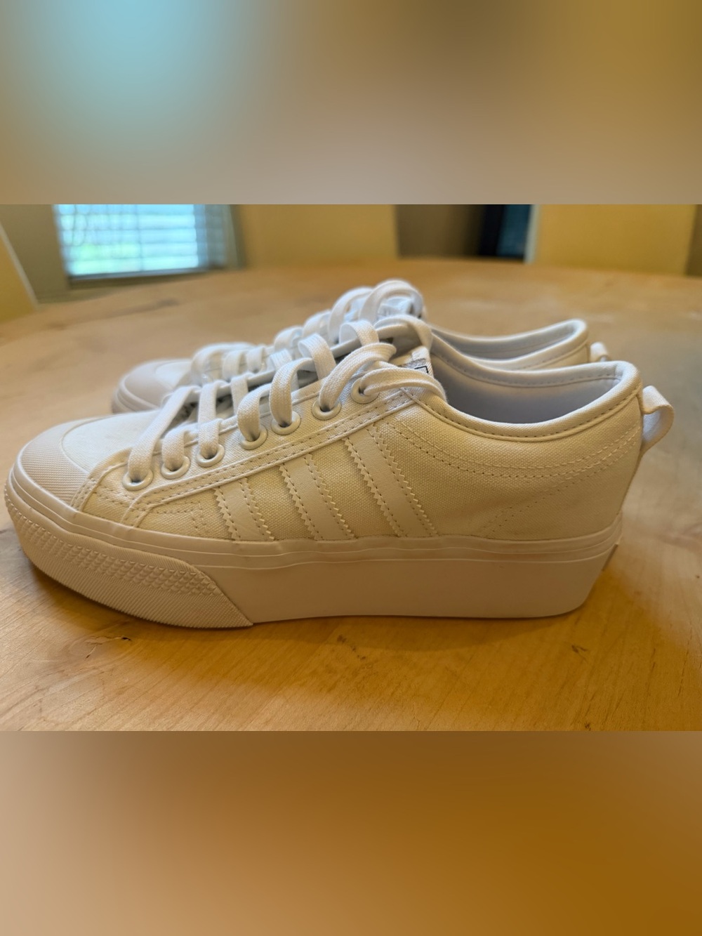 Adidas Nizza White Platform Lace-Up Canvas Sneakers (Women’s Sz 8.5)